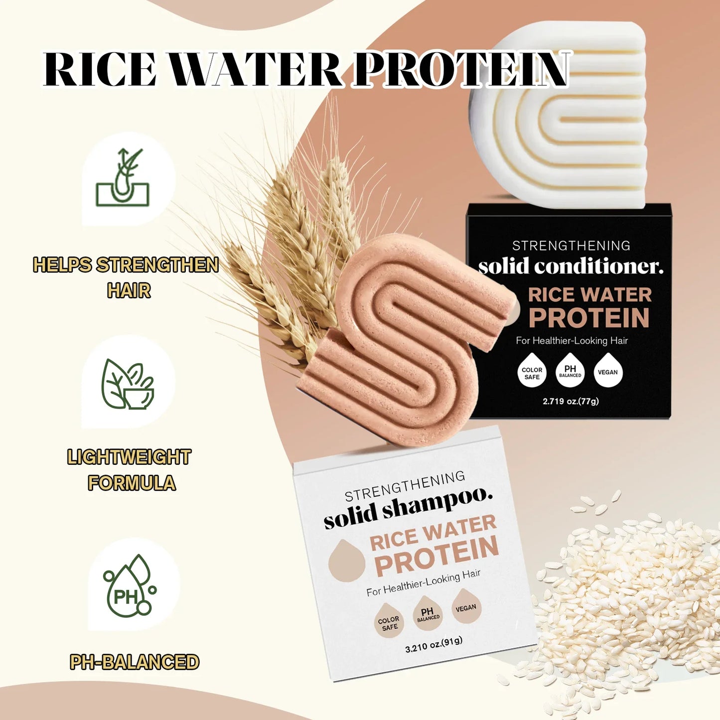 Shampooing et après-shampooing à l'eau de riz pour la croissance des cheveux